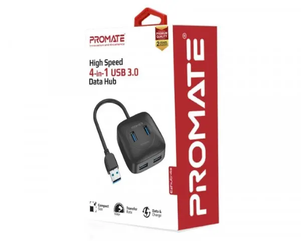 PROMATE EZHUB-4S USB 3.0 Hub crni