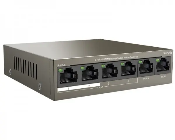 TENDA TEF1106P-4-63W 6-Port 10100M Desktop Switch with 4-Port PoE