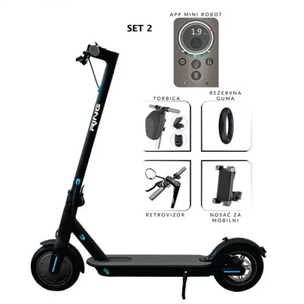RING Električni trotinet RX1 + SET 2 (Crna)