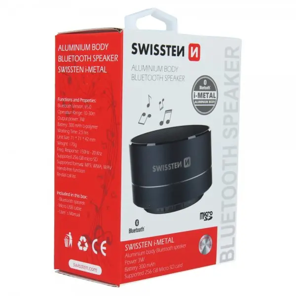 SWISSTEN Bluetooth Zvucnik I-Metal (Crna)