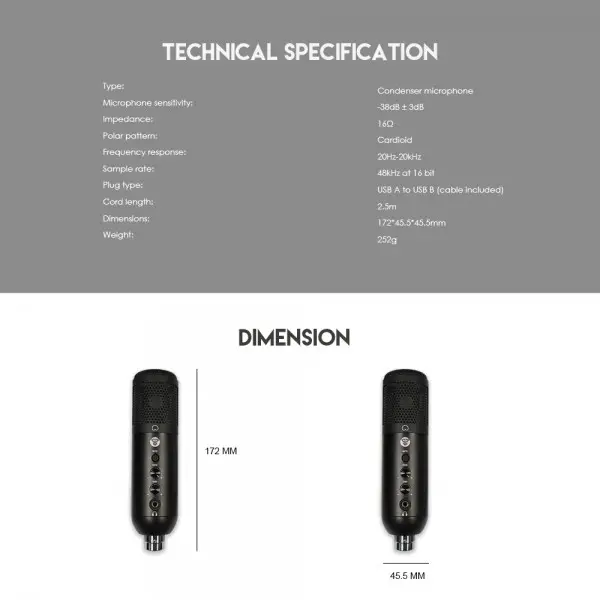 FANTECH Mikrofon MCx01 Leviosa (Crna)