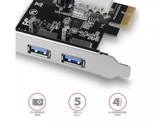 Kartica PCI-e CI kontroler 4 x USB 3.2 (2xfront + 2xinternal)