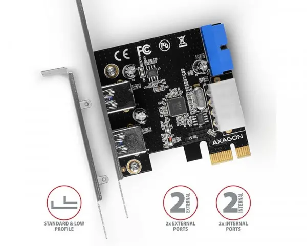 Kartica PCI-e CI kontroler 4 x USB 3.2 (2xfront + 2xinternal)