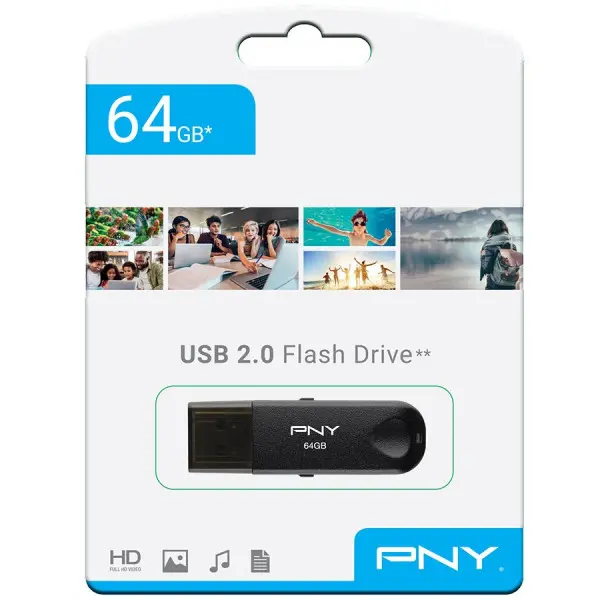 PNY 64GB ATTCLA USB 2.0 BLKTRNBLK ( FD64GATTCKTRK-EF ) 