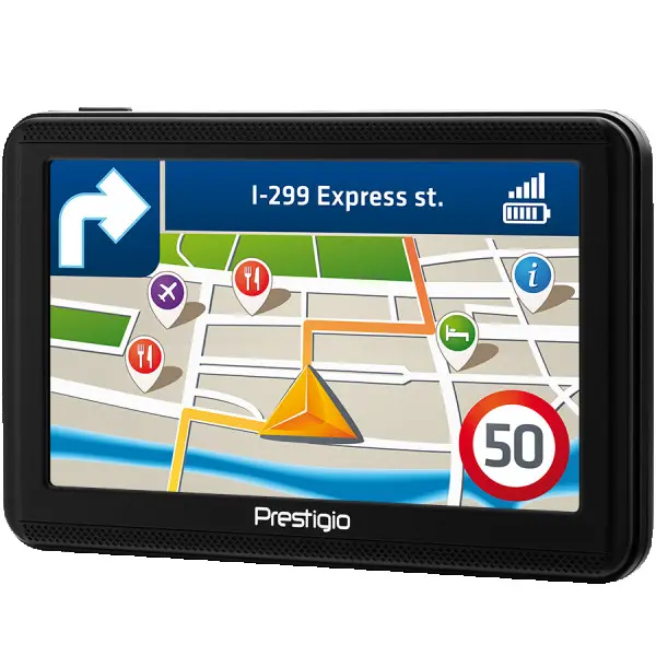 Prestigio GeoVision 5060, 5'' (480*272) TN display, WinCE 6.0, 800MHz Mstar MSB2531 Cortex A7, 128MB DDR, 4GB Flash, 600mAh battery, colorbl