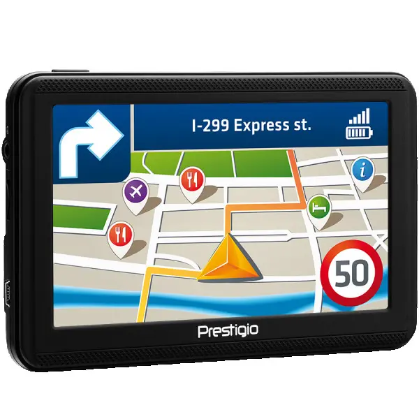 Prestigio GeoVision 5060, 5'' (480*272) TN display, WinCE 6.0, 800MHz Mstar MSB2531 Cortex A7, 128MB DDR, 4GB Flash, 600mAh battery, colorbl