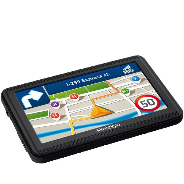 Prestigio GeoVision 5060, 5'' (480*272) TN display, WinCE 6.0, 800MHz Mstar MSB2531 Cortex A7, 128MB DDR, 4GB Flash, 600mAh battery, colorbl