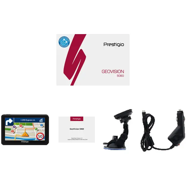 Prestigio GeoVision 5060, 5'' (480*272) TN display, WinCE 6.0, 800MHz Mstar MSB2531 Cortex A7, 128MB DDR, 4GB Flash, 600mAh battery, colorbl