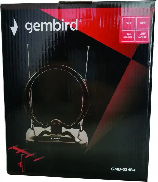 GMB-034B4 Gembird Antena sobna sa pojacalom, UHF/VHF, dobit 20dB, 12V crna