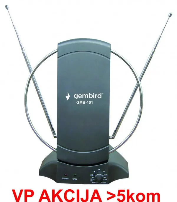 GMB-101 ** Gembird Antena sobna sa pojacalom, UHF/VHF, dobit 25dB, 220v + 12V crna (721)