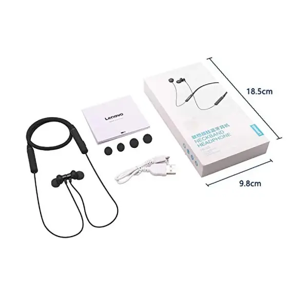 Lenovo HE-05 Neckband Bluetooth Headset, Black