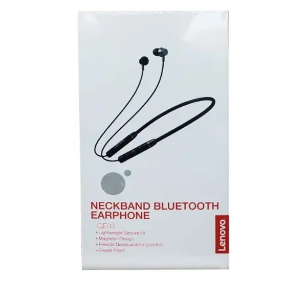 Lenovo QE-03 Neckband Bluetooth Headset, Black
