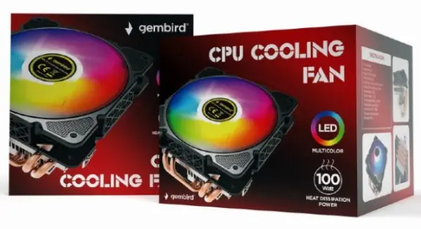 CPU-HURACAN-ARGB-X140 Gembird  UNI kuler 100W 120mm.Fan +/-1600rpm 26dBa LGA 775/115x/1200/AMD