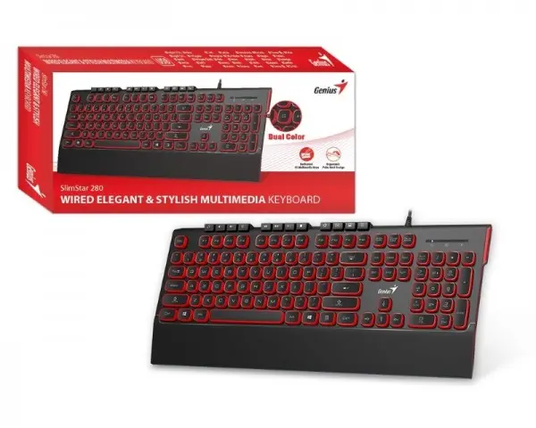 GENIUS SlimStar 280 USB YU crno crvena tastatura
