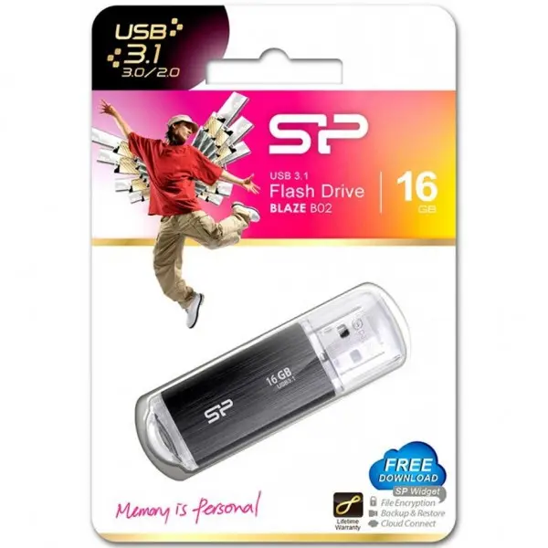 16GB USB Flash Drive 3.0, Blaze B02, BLACK ( SP016GBUF3B02V1K ) 