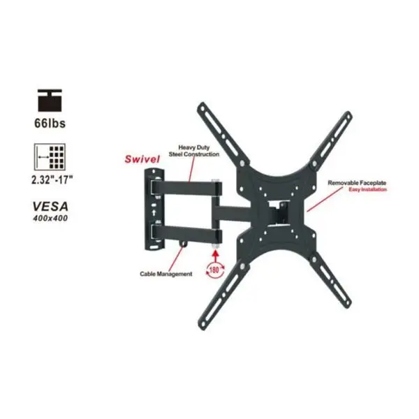 Nosač za TV Trick zglobni od 17''-55'' TR009 400x400od zida57-430mm30kgkomplet za montazu
