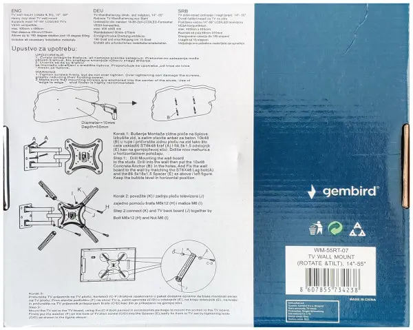 WM-55RT-07 ** Gembird rotate/tilt VESA max. 40x40cm 14-55 max.20kg (872)