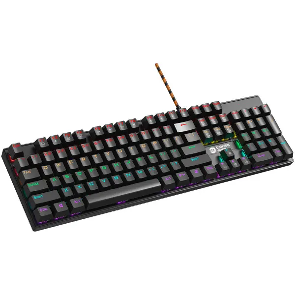 Wired black Mechanical keyboard With colorful lighting system104PCS rainbow backlight LED,also can custmized backlight,1.8M braided cable l