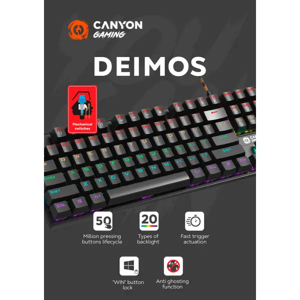 Wired black Mechanical keyboard With colorful lighting system104PCS rainbow backlight LED,also can custmized backlight,1.8M braided cable l
