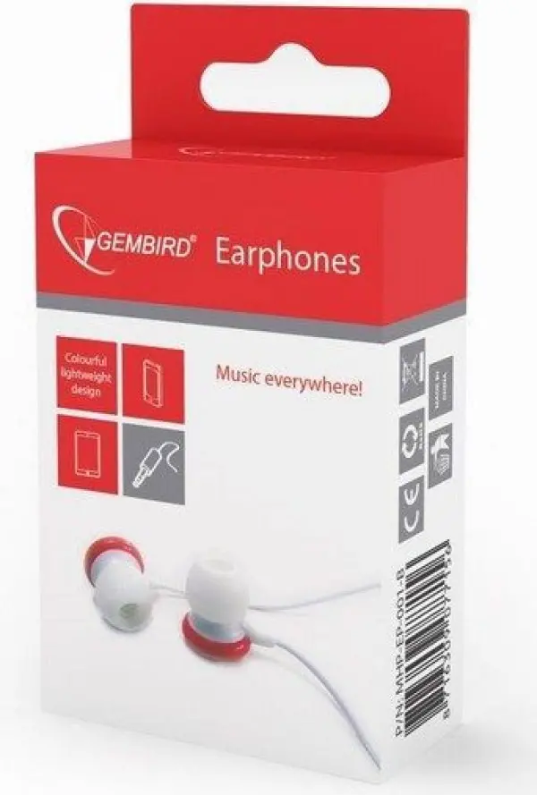 MHP-EP-001-R Gembird MP3 slusalice 3,5mm red