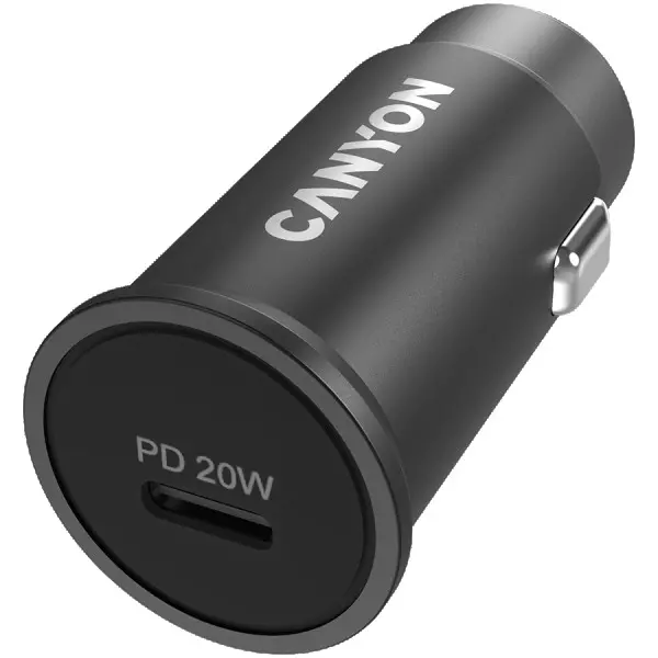 Canyon, PD 20W Pocket size car charger, input: DC12V-24V, output: PD20W, support iPhone12 PD fast charging, Compliant with CE RoHs , Size: 