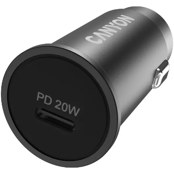 Canyon, PD 20W Pocket size car charger, input: DC12V-24V, output: PD20W, support iPhone12 PD fast charging, Compliant with CE RoHs , Size: 