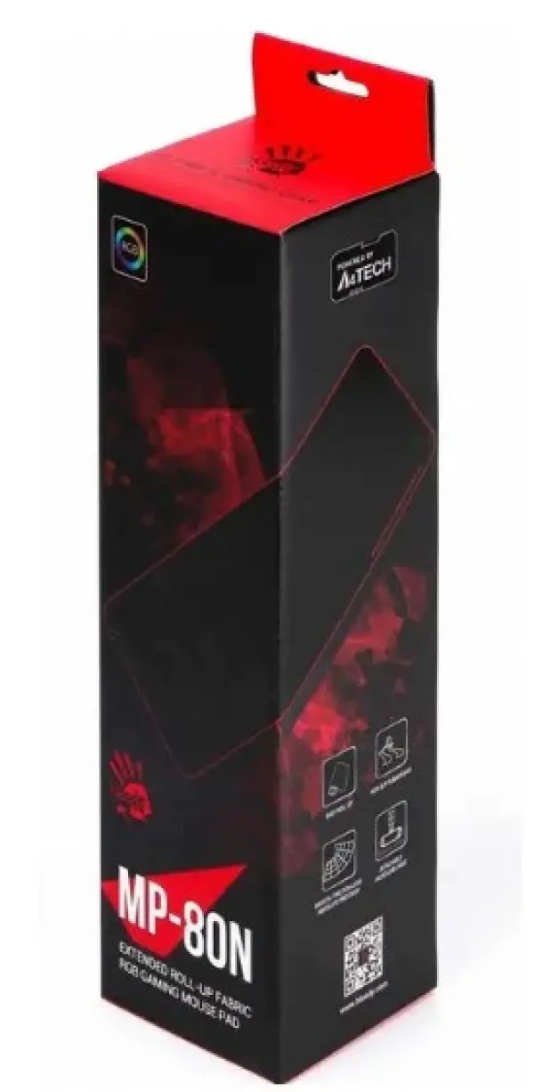 A4-MP80N A4Tech Bloody, Gejmerska podloga za misa od gume, 310x800mm, 4mm RGB LED svetlo