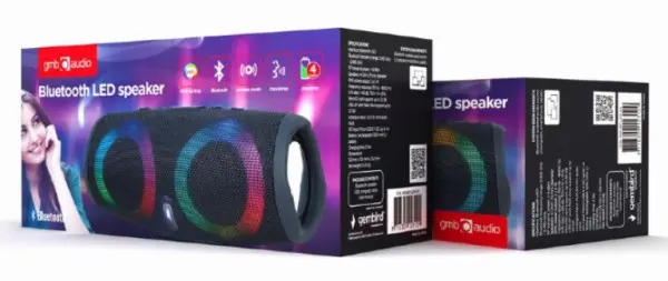 SPK-BT-LED-02 Gembird Portable Bluetooth karaoke speaker 2x5W, FM, USB, SD, 3,5mm, LED
