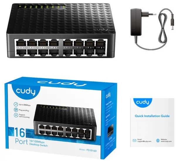 Cudy FS1016D 16-Port 10/100M Base-TX Port Switch, (Alt.Tenda S16)