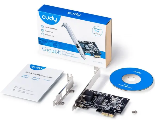 Cudy PE10 Gigabit PCI-Express kartica 10/100/1000Mb/s RJ-45, Realtek RTL8168E či
