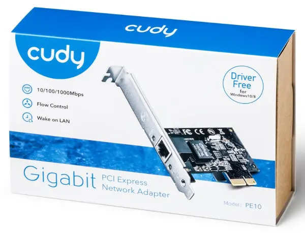 Cudy PE10 Gigabit PCI-Express kartica 10/100/1000Mb/s RJ-45, Realtek RTL8168E či