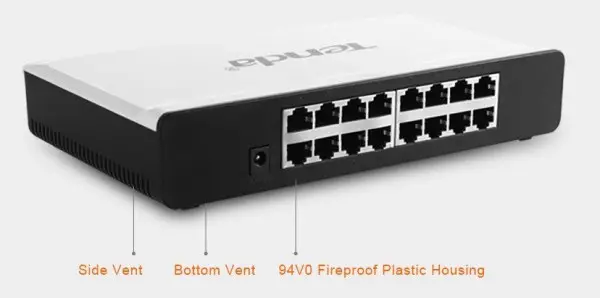 Tenda S16 LAN 16-Port 10/100 Switch auto-negotiation RJ45 ports