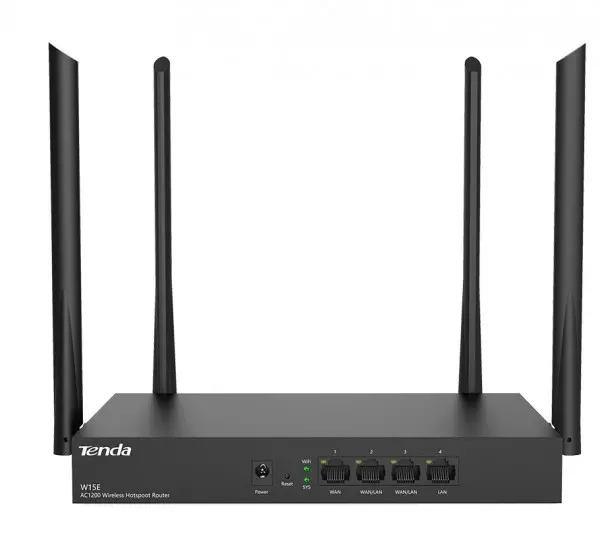 Tenda W15E AC1200 wireless dual band ruter 2.4+5GHz, Multi W/L, 300m2, 9v/1