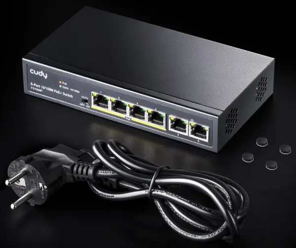 Cudy FS1006P 6-Port 10/100M PoE+ Switch, 60W internal max 32W/PoE, UPLINK, 250m, 4KV protection