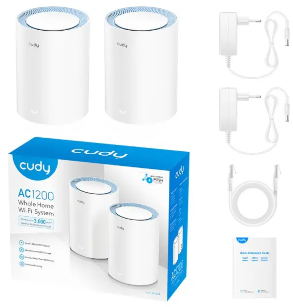 Cudy M1200 2-pack AC1200 Dual Band 2.4+5Ghz  Wi-Fi Mesh System, 4x Antena , MIMO, TR069, OpenWRT