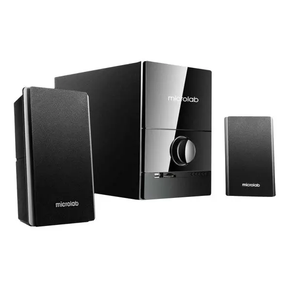 Zvučnici 2.1, 40W RMS(16W+2x12W), USB/SD čitač,Drveni bas, Crni ( M500U ) 