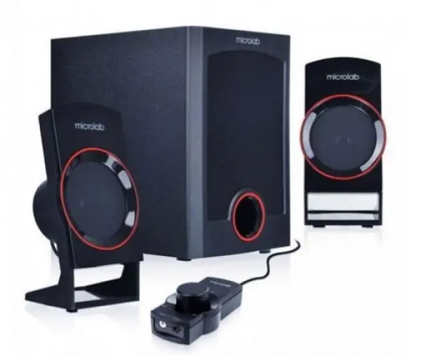 Microlab M-111 Aktivni drveni zvucnici 2.1  12W RMS(6W, 2x3W) daljinski, 3.5mm