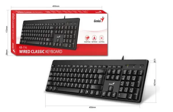 Tastatura USB Genius KB-116 YU Crna