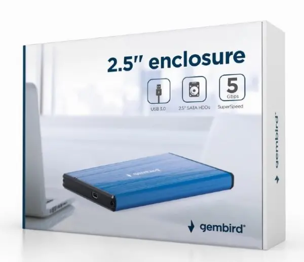EE2-U3S-3-DB Gembird USB 3.0 Externo kuciste za 2.5\'' SATA hard diskove, aluminium, deep-blue
