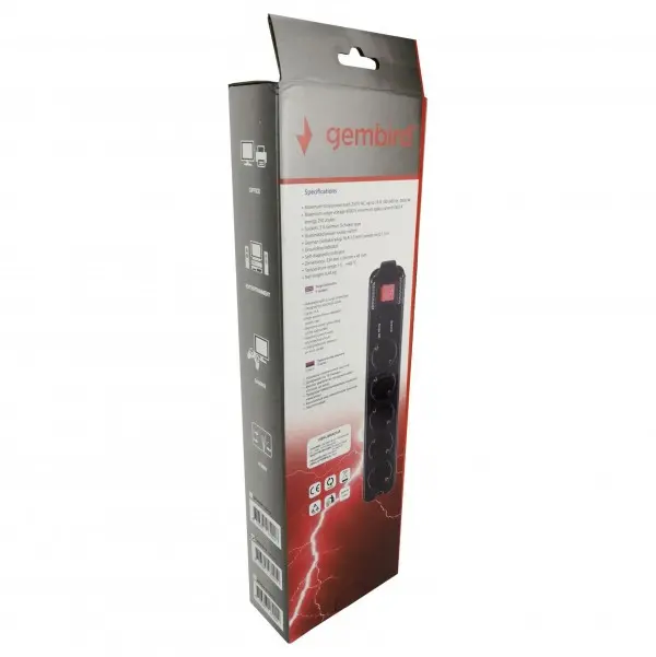 SPG5-B-10 (3G1.5) ** Gembird produzni kabl sa zastitom 5 uticnica (3x1.5mm) 3m black (631 )