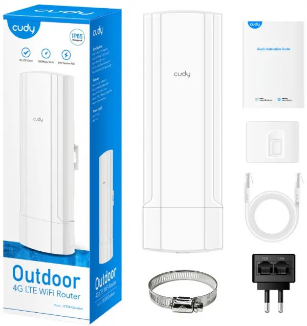 Cudy LT300 Outdoor 4G LTE N300 WiFi Router,6KV, DC or PoE