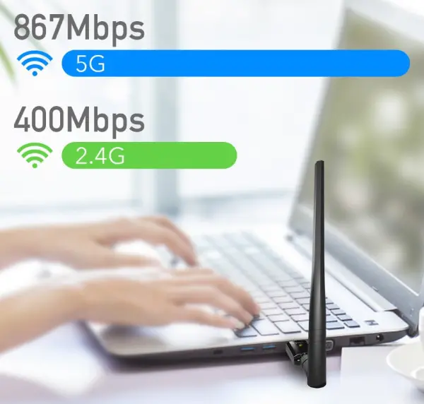 Cudy WU1400 AC1300 Wi-Fi USB 3.0 Adapter, 2.4+5Ghz, 5dBi high gain detachable antenna, AP support