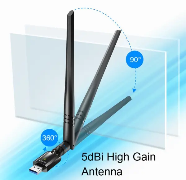 Cudy WU1400 AC1300 Wi-Fi USB 3.0 Adapter, 2.4+5Ghz, 5dBi high gain detachable antenna, AP support