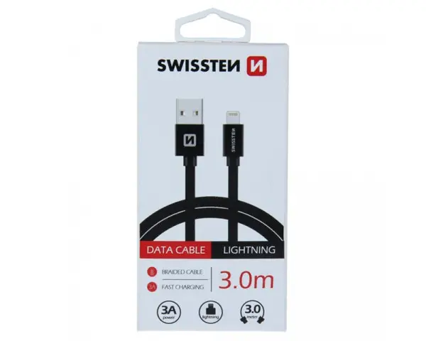 SWISSTEN  USB Data Cable 3m lightning (Crna)