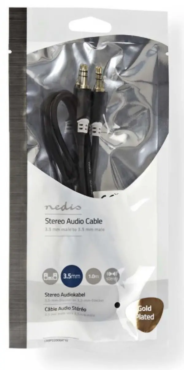 CABP22000AT10 Stereo Audio Cable, 3.5 mm Male - 3.5mm Male, 1.0m