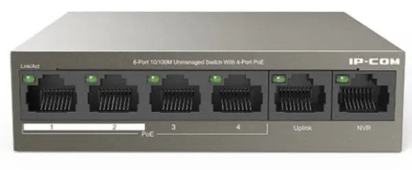 IP-COM F1106P-4-63W LAN 6-Port 10/100 POE Switch RJ45 ports 4POE, Uplink, NVR alt=TEF1106P-4-63W