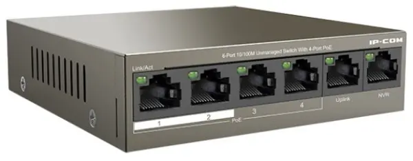 IP-COM F1106P-4-63W LAN 6-Port 10/100 POE Switch RJ45 ports 4POE, Uplink, NVR alt=TEF1106P-4-63W
