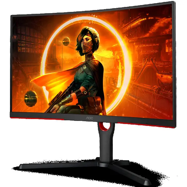 AOC Monitor LED C27G3UBK Curved 27'' VA 3H 165Hz 1 ms, HAS 130mm, HDMI 1.4, DP 1.2, USB HUB, Audio out, Speakers 3 W x 2, 3y, Black-Red ( C2