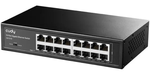 Cudy GS1016 16-Port 10/100/1000M Switch, 16x Gbit  RJ45 port, rackmount (Alt. Teg1016d)