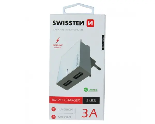 SWISSTEN Kuciste Punjaca 3A 2xUsb (Bela)